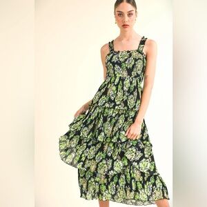 Reset by Jane SABINA DRESS Black Green Sz M